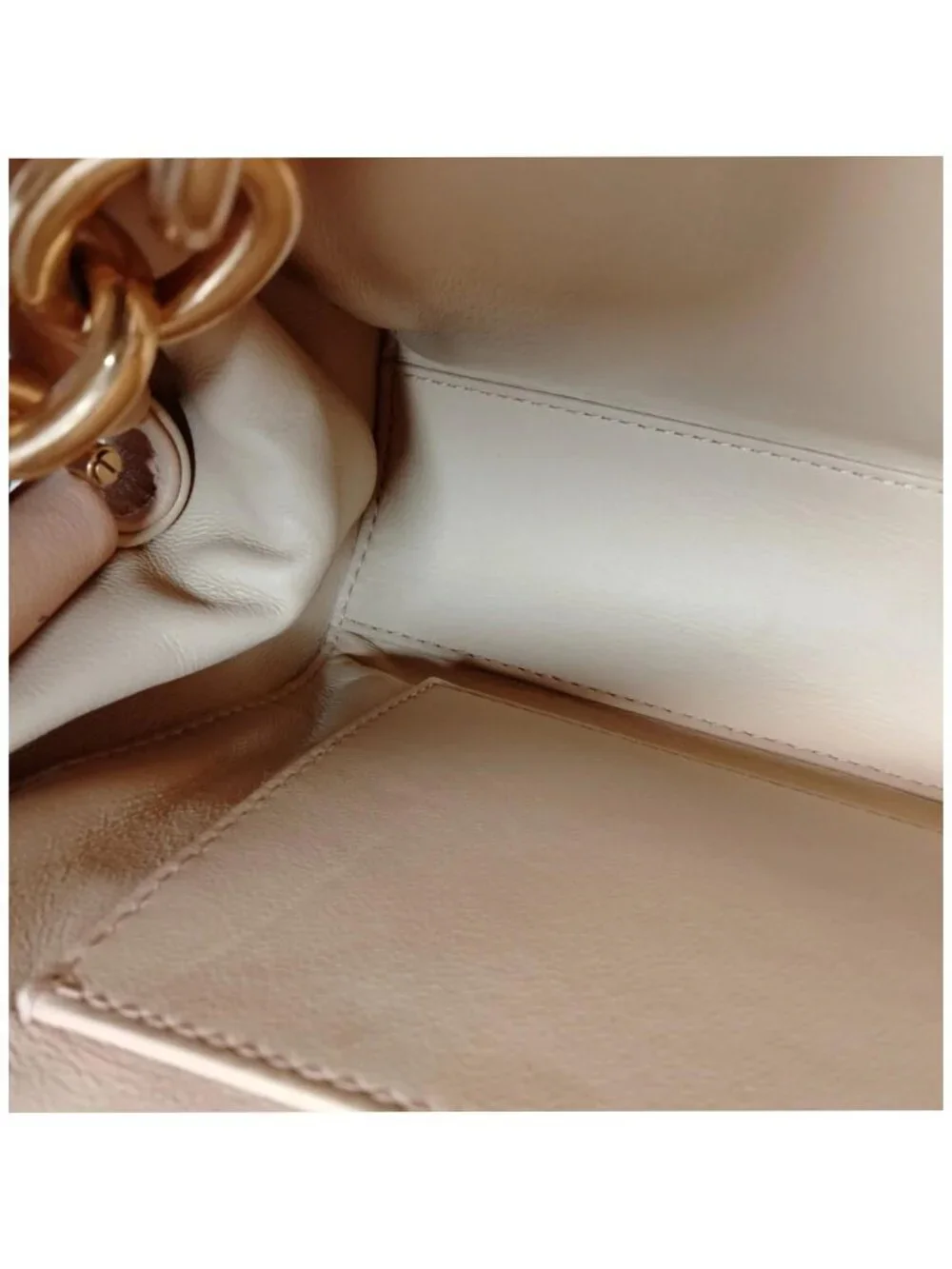 Authentic Bottega Veneta Ivory Leather Shoulder Bag